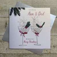 SPECIAL MUM & DAD - COUPE GLASSES & SPARKLERS LARGE CHRISTMAS CARD (XC23-38-MD)