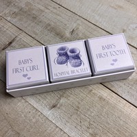 3-IN-1 BOX - 1st CURL, TOOTH, HOSPITAL BRACELET - BLUE BOOTIES (BOB5)