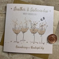 BROTHER & SISTER-IN-LAW ANNIVERSAY - COUPE GLASSES WITH SPARKLERS (D329)