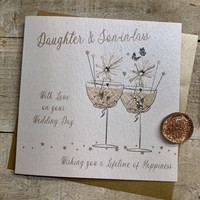 DAUGHTER & SON-IN-LAW WEDDING - COUPE GLASSES WITH SPARKLERS (D332)