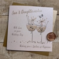 SON & DAUGHTER-IN-LAW WEDDING - COUPE GLASSES WITH SPARKLERS (D333)