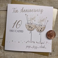 10TH TIN ANNIVERSARY - COUPE GLASSES WITH SPARKLERS (SAA10)