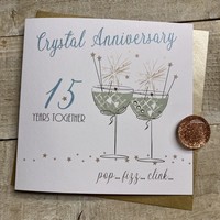 15TH CRYSTAL ANNIVERSARY - COUPE GLASSES WITH SPARKLERS (SAA15)