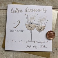 2ND COTTON ANNIVERSARY - COUPE GLASSES WITH SPARKLERS (SAA2)