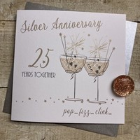 25TH SILVER ANNIVERSARY - COUPE GLASSES WITH SPARKLERS (SAA25)