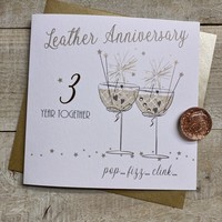 3RD LEATHER ANNIVERSARY - COUPE GLASSES WITH SPARKLERS (SAA3)