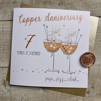 7TH COPPER ANNIVERSARY - COUPE GLASSES WITH SPARKLERS (SAA7)