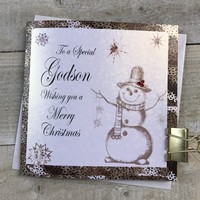 CHRISTMAS - GODSON - GOLD SNOWMAN (C6-GDS)
