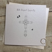 WITH DEEPEST SYMPATHY - CROSS WITH BUTTERFLIES (D226-S)