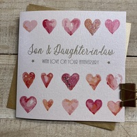 SON & DAUGHTER IN LAW - HEARTS ANNIVERSARY CARD (D307-SD)