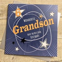 This card needs to be ordered in for you. Please allow 10 working day - GRANDSON CARD - SPEEDY STARS - ADD AGE!! (XS419-GS + AGE)