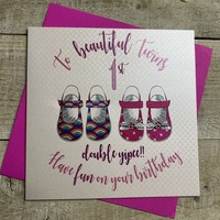 1ST BIRTHDAY TO BEAUTIFUL TWINS - SHOES (R35-1TW)