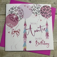 AUNTIE BIRTHDAY - ANIMAL PRINT BALLOONS (WORDS INSIDE) (S268-A)