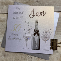 PERSONALISED - HUSBAND ANY AGE - SILVER & GOLD CHAMPAGUNE (P24-14-H)