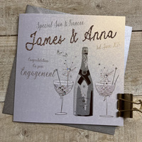 PERSONALISED - ENGAGEMENT - SON & FIANCEE - SILVER & GOLD CHAMPAGUNE (P24-17-SFEE)