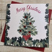 PRETTY GREEN & RED TREE - CHRISTMAS CARD (C24-1)