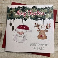 SANTA & DEER BAUBLES - CHRISTMAS CARD (C24-6)