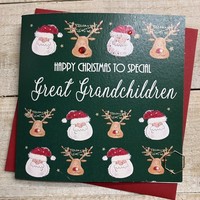 GREAT GRANDCHILDREN - SANTAS & DEER - CHRISTMAS CARD (C24-38)