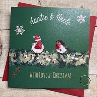 AUNTIE & UNCLE - 2 ROBINS - CHRISTMAS CARD (C24-75)