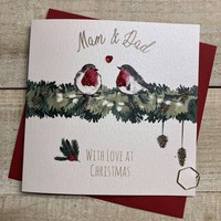 MAM & DAD - 2 ROBINS - CHRISTMAS CARD (C24-115)