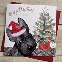 CUTE SCOTTIE DOG & TREE - CHRISTMAS CARD (C24-132)