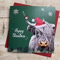 HIGHLAND COW & SANTA HAT - CHRISTMAS CARD (C24-142)