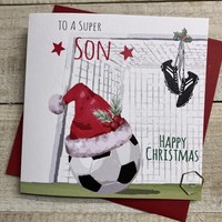 SON - FOOTBALL & SANTA HAT - CHRISTMAS CARD (FFX-S)