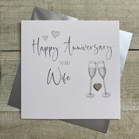 WIFE ANNIVERSARY FLUTES & WOODEN HEART (S110-W)