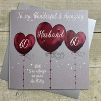 HUSBAND 60TH BIRTHDAY - HEART BALLOONS LARGE CARD (XDB108-60)