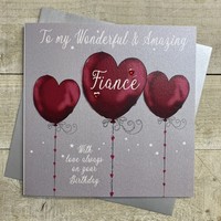 FIANCE BIRTHDAY - HEART BALLOONS LARGE CARD (XDB108-FE)