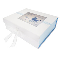 PERSONALISED BABY BLUE PRAM LARGE KEEPSAKE BOX (PL5) (P-PRB2X)