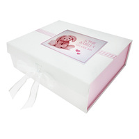 PERSONALISED BABY PINK BUNNY  - LARGE KEEPSAKE BOX (P-NBP2X)