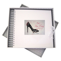 PERSONALISED HEN PARTY BLACK SHOE CARD & MEMORY BOOK (PL29) (P-HS10)