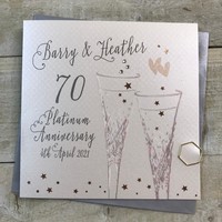 70 - PERSONALISED PLATINUM ANNIVERSARY - CRYSTAL FLUTES (P19-A70 & XPA19-A70)