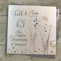 65 - PERSONALISED BLUE SAPPHIRE ANNIVERSARY - CRYSTAL FLUTES (P19-A65 & XP19-A65)