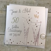 50 - PERSONALISED GOLDEN ANNIVERSARY - CRYSTAL FLUTES (P19-A50 & XP19-A50)