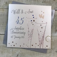 45 - PERSONALISED SAPPHIRE ANNIVERSARY - CRYSTAL FLUTES (P19-A45 & XP19-A45)