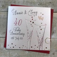 40 - PERSONALISED RUBY ANNIVERSARY - CRYSTAL FLUTES (P19-A40 & XP19-A40)
