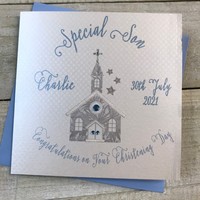 PERSONALISED SON CHRISTENING - BLUE CHURCH (P18-44 & XP18-44)