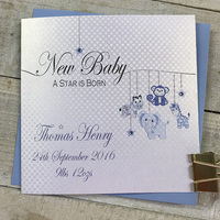 PERSONALISED NEW BABY - HANGING TOYS BLUE (P16-34B)
