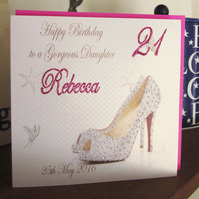 PERSONALISED DAUGHTER AGE SPARKLY HEELS (P16-27 & XP16-27)