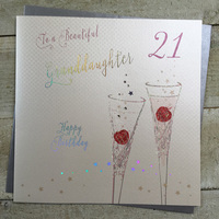 GRANDDAUGHTER FLUTES AGE 21 - HAPPY BIRTHDAY  (B115-21)