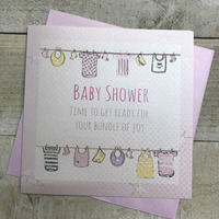 White Cotton Cards Baby Shower Pram Card Silver 