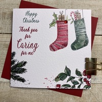 CHRISTMAS STOCKINGS  - THANKYOU FOR CARING FOR ME - CARD (C23-132)