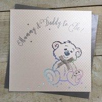 MUMMY & DADDY TO BE - SILVER TEDDY BEAR (B205)