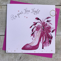 ON YOUR HEN NIGHT, PINK SHOE WITH FEATHERS (B152-HEN-SP)