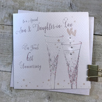 6 - ANNIVERSARY- SON & DAUGHTER IN LAW - CRYSTAL  FLUTES (B108-6-SD)