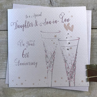 6 - ANNIVERSARY- DAUGHTER &  SON IN LAW - CRYSTAL  FLUTES (B108-6-DS)