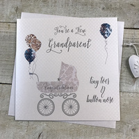 YOU'RE A NEW GRANDPARENT - SILVER PRAM & BALLOONS (VN105)