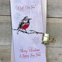CHRISTMAS MONEY WALLET - LITTLE RED ROBIN (WBW41)